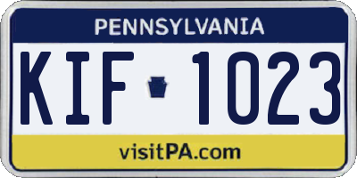 PA license plate KIF1023