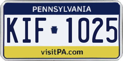 PA license plate KIF1025