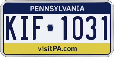 PA license plate KIF1031