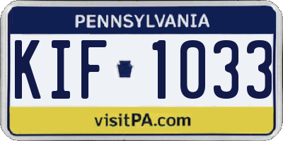 PA license plate KIF1033