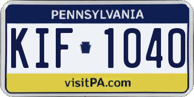 PA license plate KIF1040