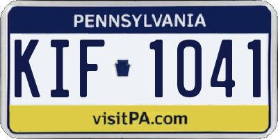 PA license plate KIF1041