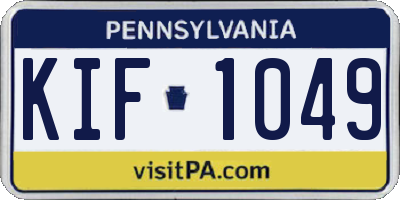 PA license plate KIF1049