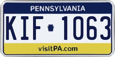 PA license plate KIF1063
