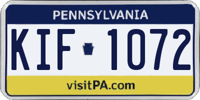 PA license plate KIF1072