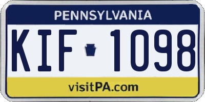PA license plate KIF1098