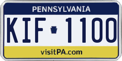 PA license plate KIF1100
