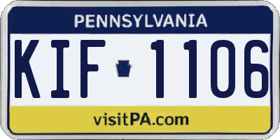 PA license plate KIF1106