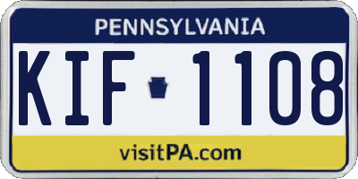 PA license plate KIF1108