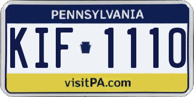 PA license plate KIF1110
