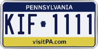 PA license plate KIF1111
