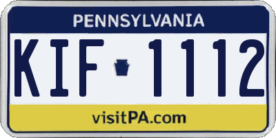 PA license plate KIF1112