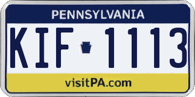 PA license plate KIF1113