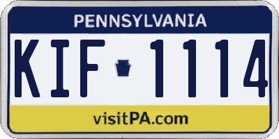 PA license plate KIF1114