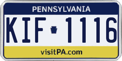 PA license plate KIF1116