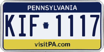 PA license plate KIF1117