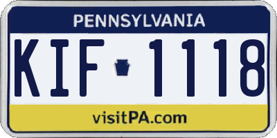PA license plate KIF1118