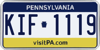 PA license plate KIF1119