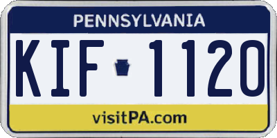 PA license plate KIF1120