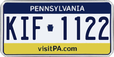 PA license plate KIF1122