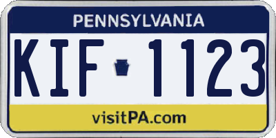 PA license plate KIF1123