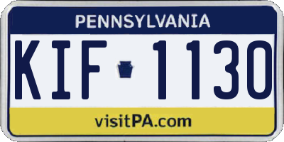 PA license plate KIF1130