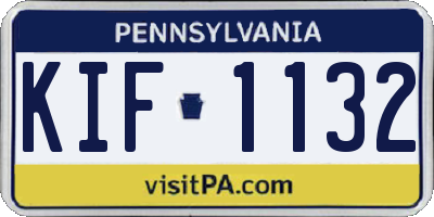 PA license plate KIF1132