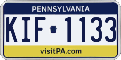 PA license plate KIF1133