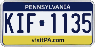 PA license plate KIF1135