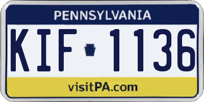 PA license plate KIF1136