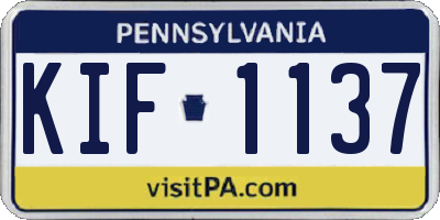 PA license plate KIF1137