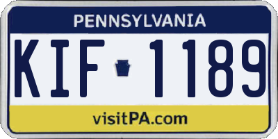 PA license plate KIF1189