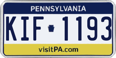 PA license plate KIF1193