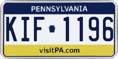 PA license plate KIF1196