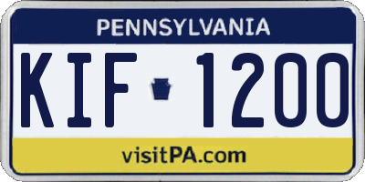 PA license plate KIF1200