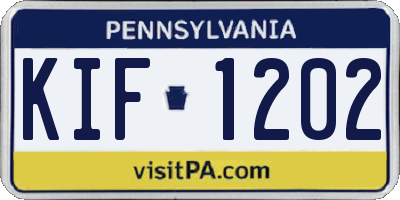PA license plate KIF1202
