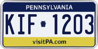 PA license plate KIF1203