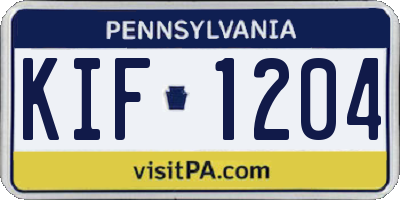 PA license plate KIF1204