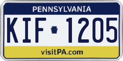 PA license plate KIF1205