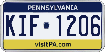 PA license plate KIF1206