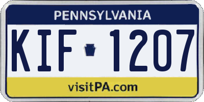 PA license plate KIF1207