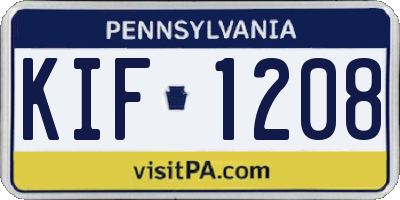 PA license plate KIF1208