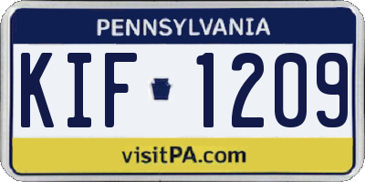 PA license plate KIF1209