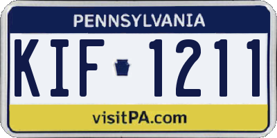PA license plate KIF1211