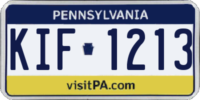 PA license plate KIF1213
