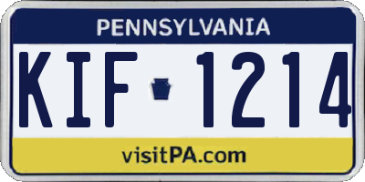 PA license plate KIF1214