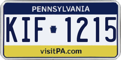 PA license plate KIF1215