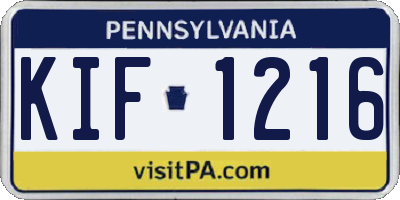 PA license plate KIF1216