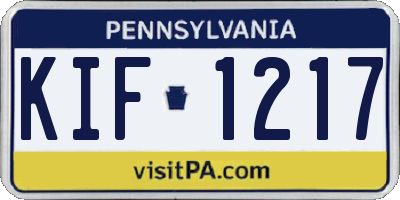 PA license plate KIF1217