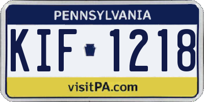 PA license plate KIF1218